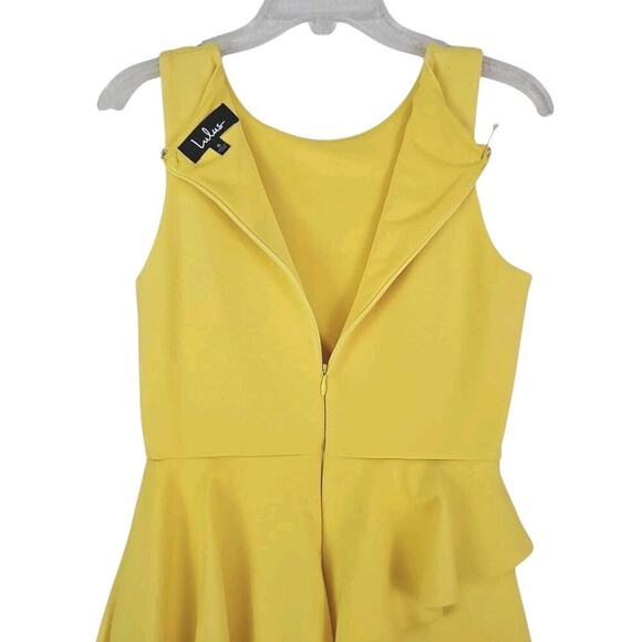 Lulu’s ~Woman Size S~ Yellow Pencil Stretch Sleeveless Dress w/Peplum. - Picture 12 of 13